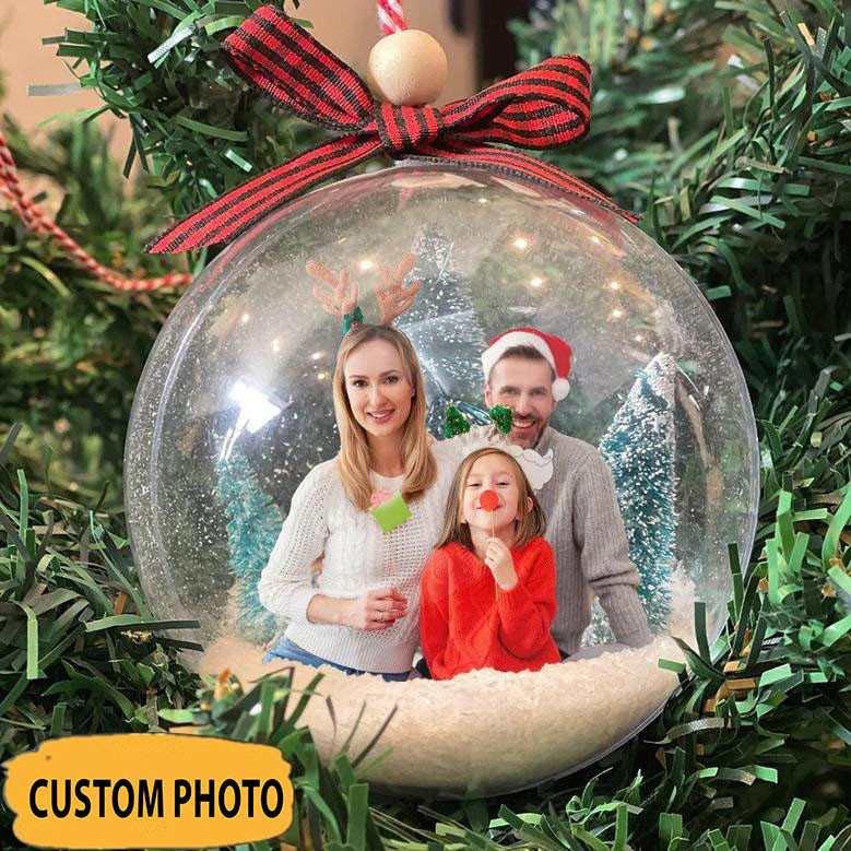 Custom Family Photo Snowball Ornament Personalized Picture Christmas Ornaments Xmas Decor