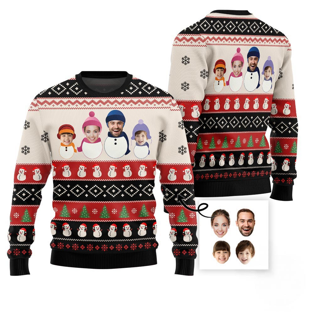 Custom Family Snowman Funny Christmas Sweater Christmas Gifts For Dad