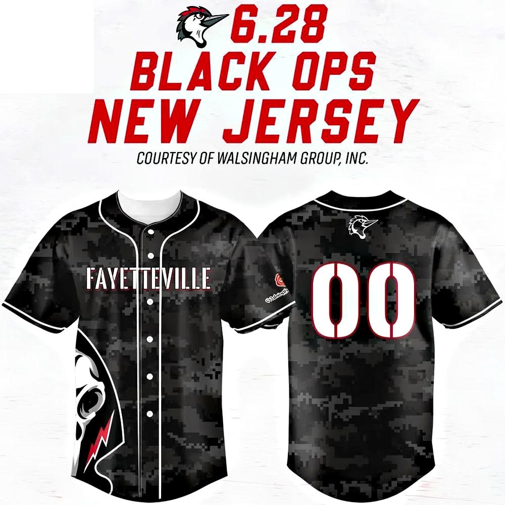 Custom Fayetteville Woodpeckers Black Ops New Jersey Fayetteville Woodpeckers Merch