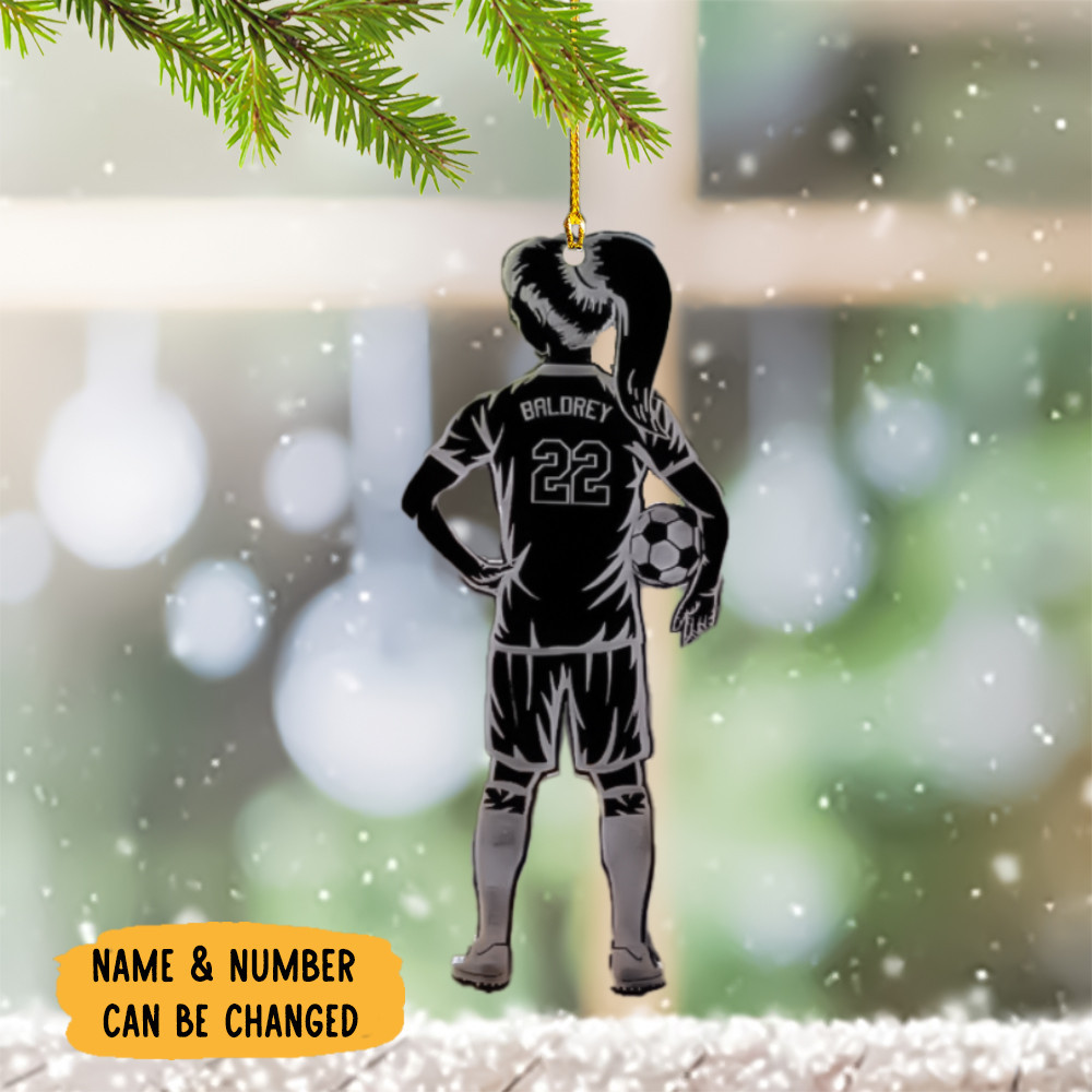 Custom Female Soccer Ornament Personalized Soccer Player Ornament 2024