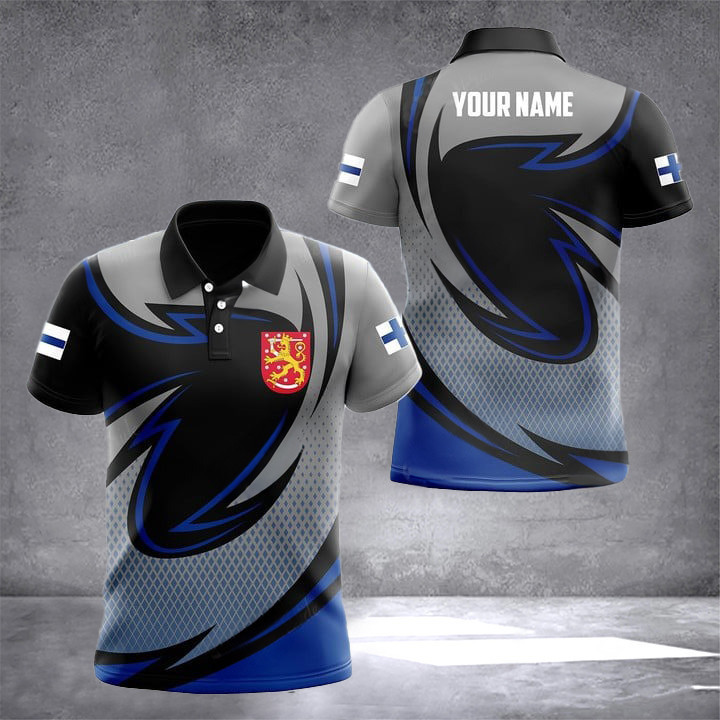Custom Finland Coat Of Arms Neon Style Polo Shirt Finland Men's Clothing Gifts For Finnish