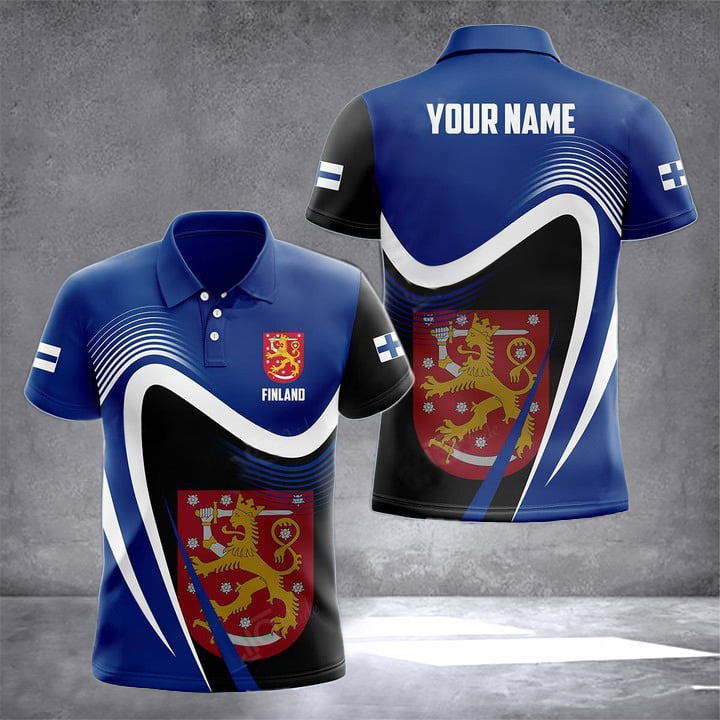 Custom Finland Coat Of Arms Polo Shirt Finland Lover Men Clothing Gifts For Finnish
