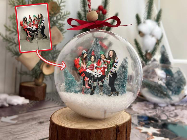 Custom Friendship Photo Snowball Ornament Picture Christmas Ornaments Gifts For Besties