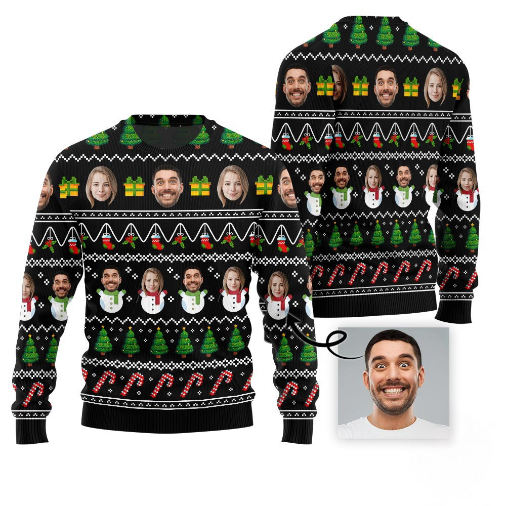 Custom Funny Couple Faces Ugly Christmas Sweater Xmas Sweaters For Women