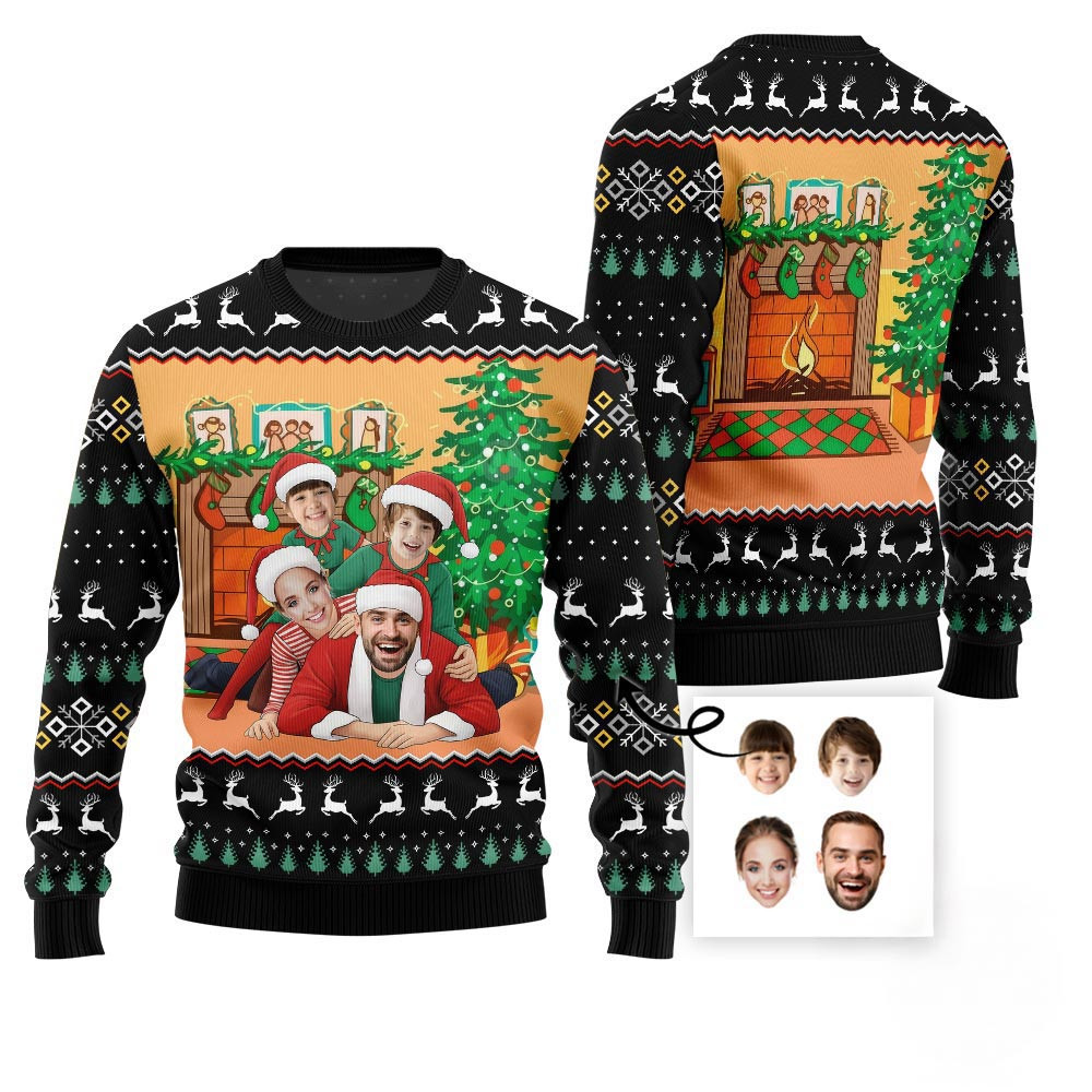 Custom Funny Family Faces Ugly Christmas Sweater Christmas Gifts For Dad