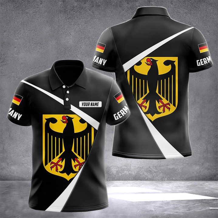 Custom Germany Coat Of Arms Black Form Polo Shirt Germany Clothing Gifts For German Friends