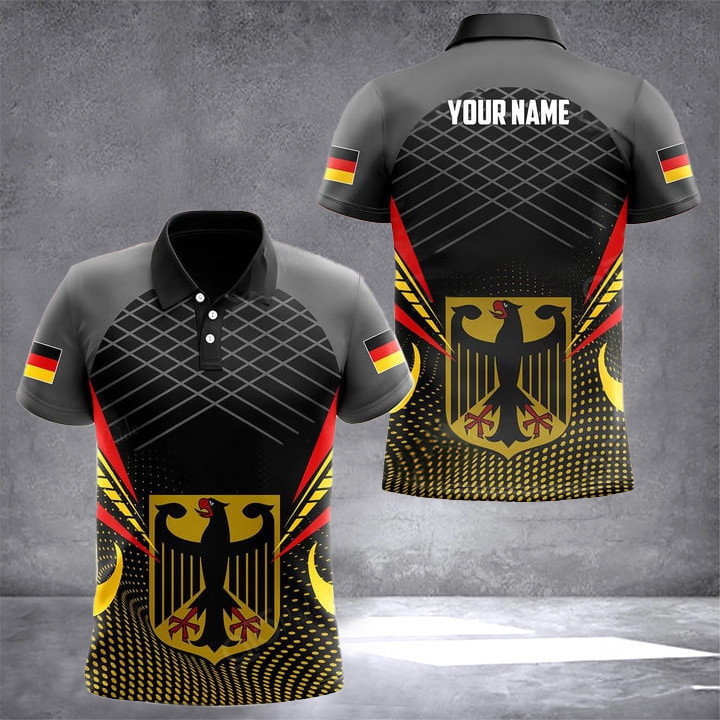 Custom Germany Coat Of Arms Dot Pattern Polo Shirt German Mens Clothing Gifts For German