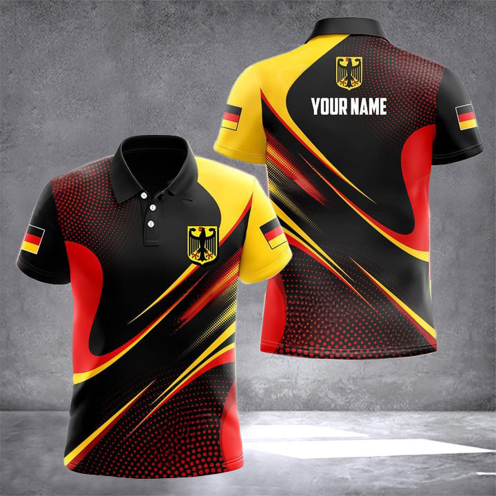 Custom Germany Coat Of Arms Dot Pattern Polo Shirt German Outfits Male Gifts For German Friends