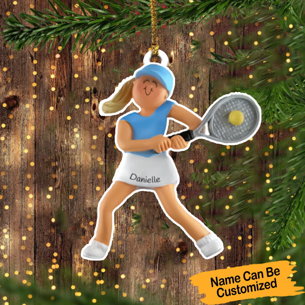 Custom Girl Tennis Christmas Ornament 2024 Personalized Tennis Ornament Xmas Tree Decor