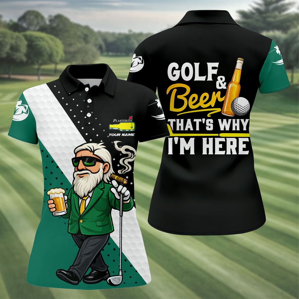 Custom Golf And Beer That's Why I'm Here Plastered Beer Golf Polo Shirt Golf Mom Shirt Mother's Day Present