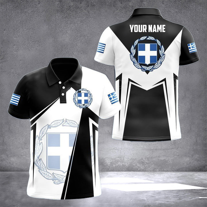 Custom Greece Coat Of Arms Dot Pattern Polo Shirt Greece Inspired Outfits Gifts For Greek
