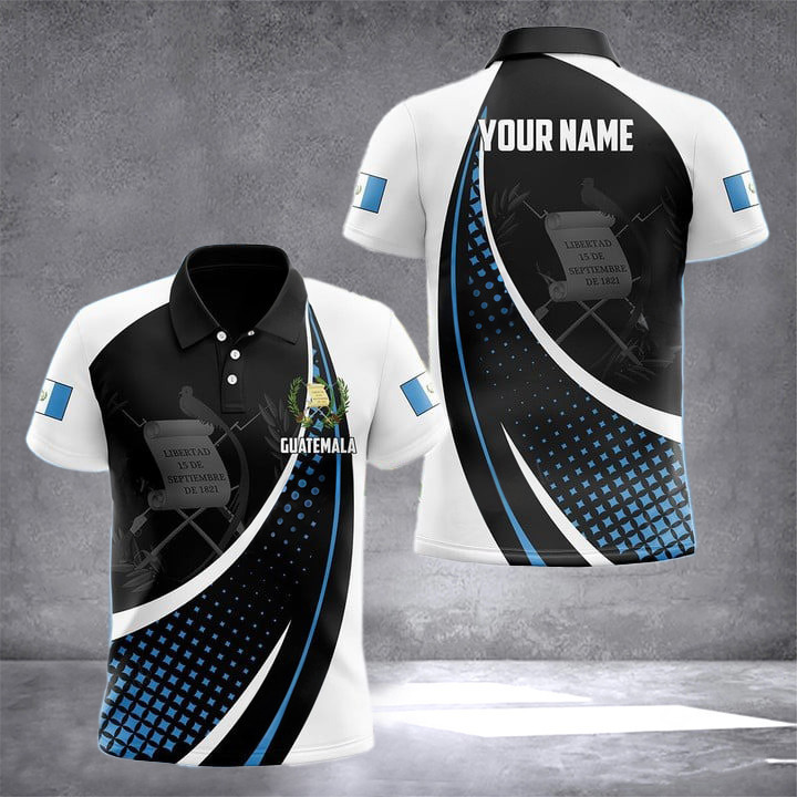 Custom Guatemala Flag Stars Pattern Polo Shirt Men Guatemala Clothing Gifts For Guatemalan