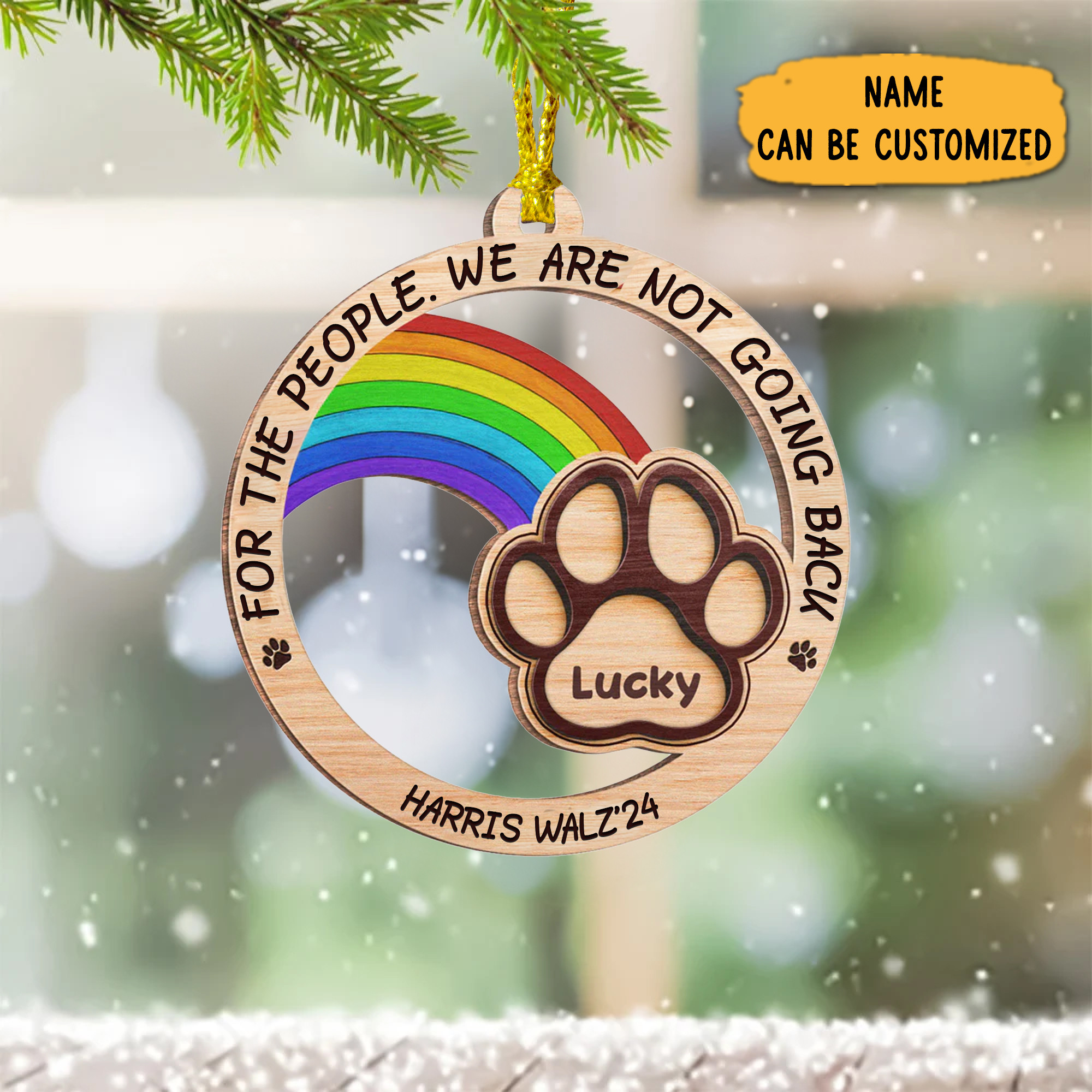Custom Harris Walz For The People We Are Not Going Back Ornament Harris Walz Christmas Ornament
