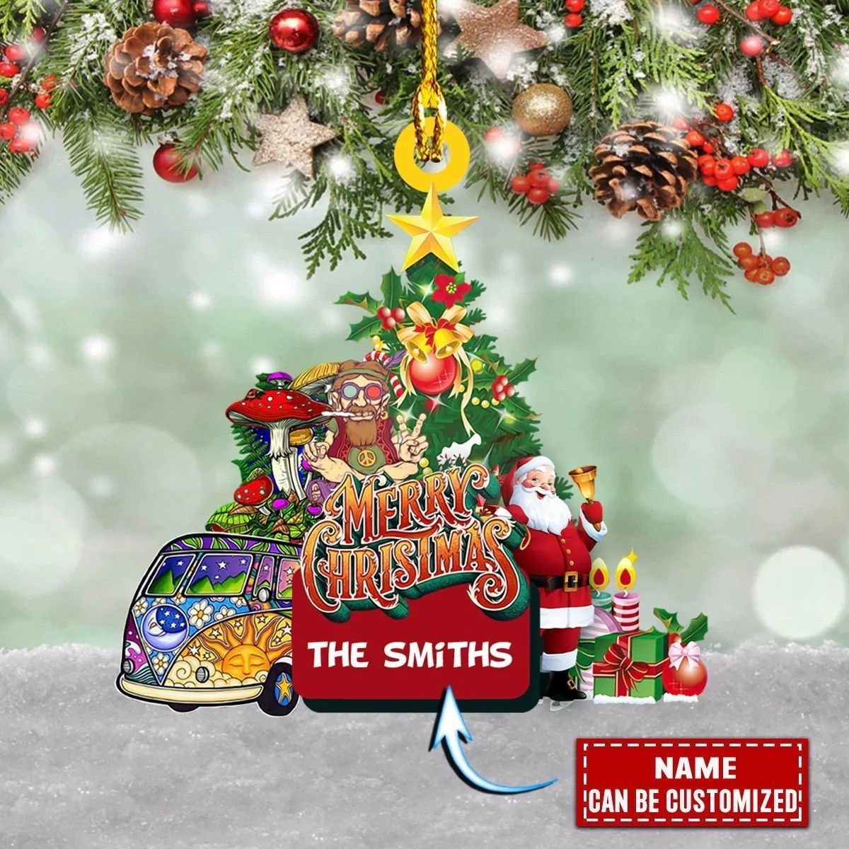 Custom Hippie Christmas Ornament Xmas Tree Decorations Ideas Presents