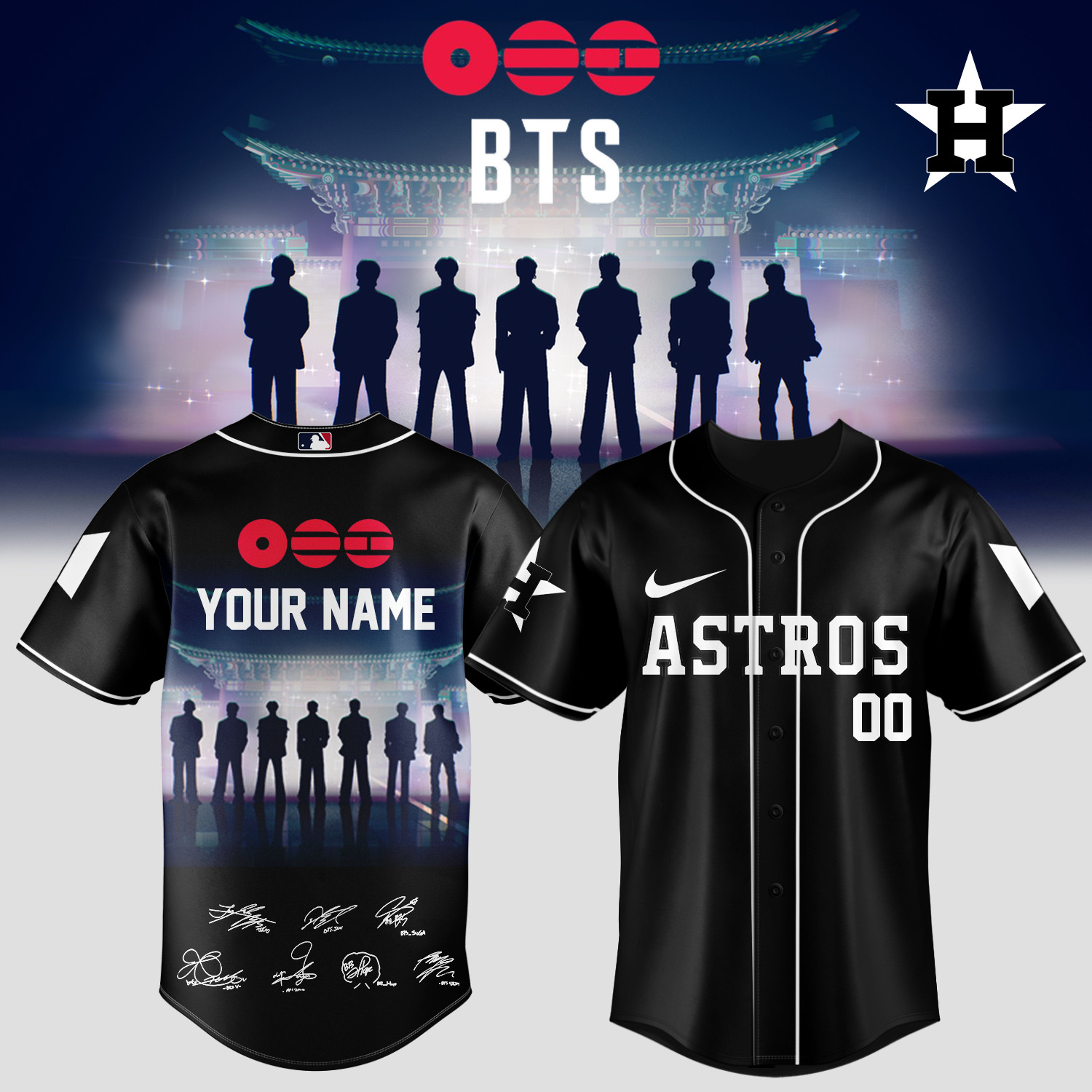 Custom Houston Astros x BTS Arirang World Tour 2026 Jersey 2026 MLB Playoffs Merch Gift For Army