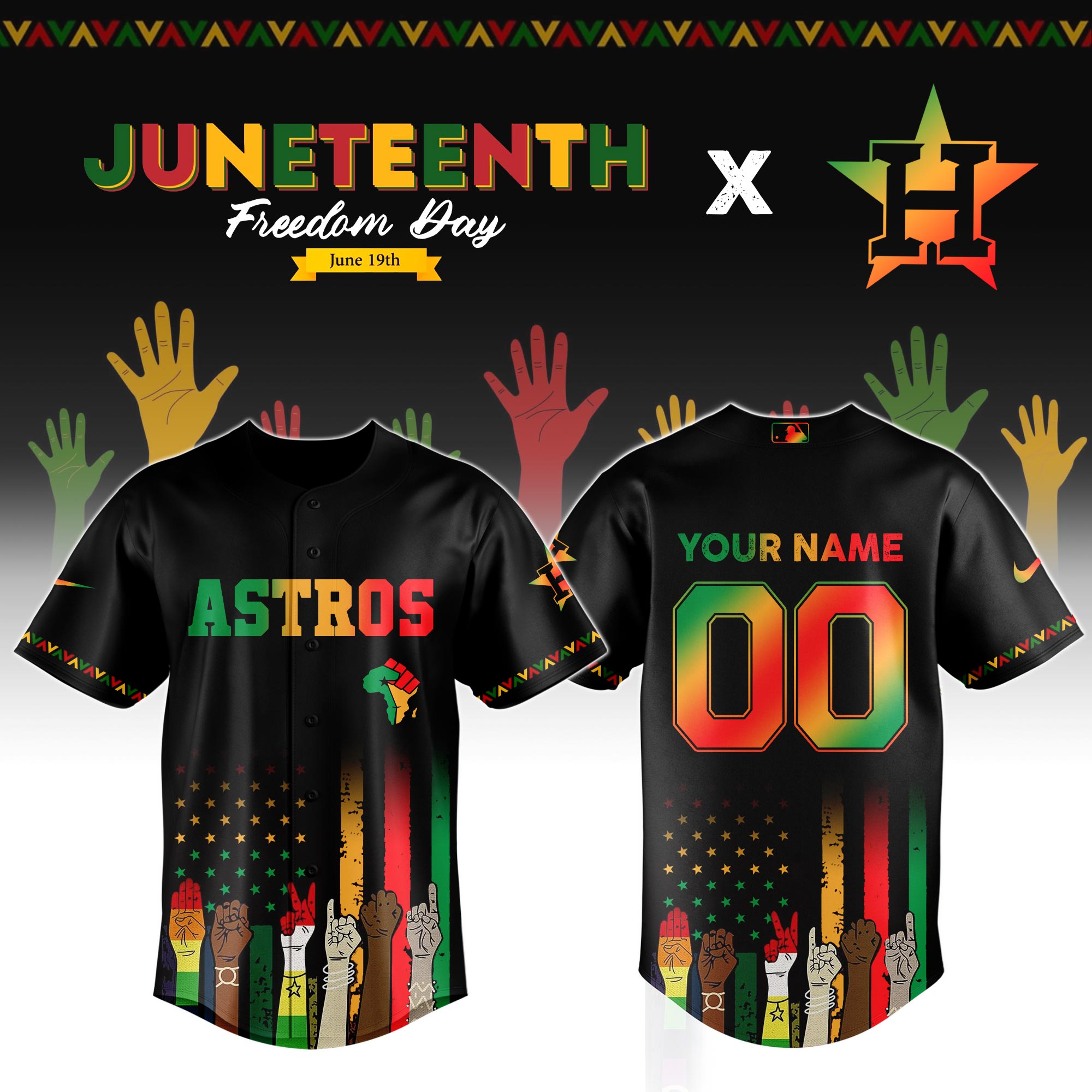 Custom Houston Astros x Juneteenth Jersey 2025 Present For Baseball Fans