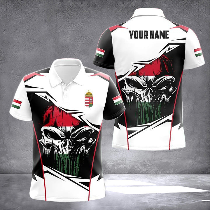 Custom Hungary Flag Skull Polo Shirt Hungarian Men's Clothing Gifts For Hungarians