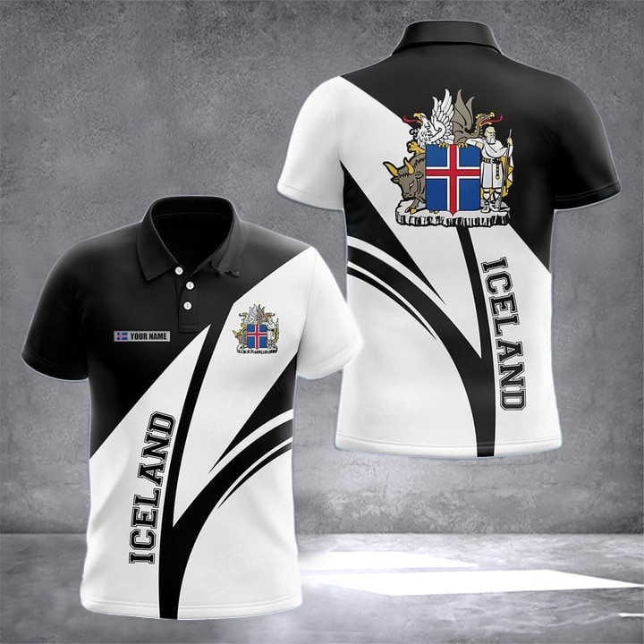 Custom Iceland Black And White Polo Shirt Icelandic Outfit Gifts For Icelandic