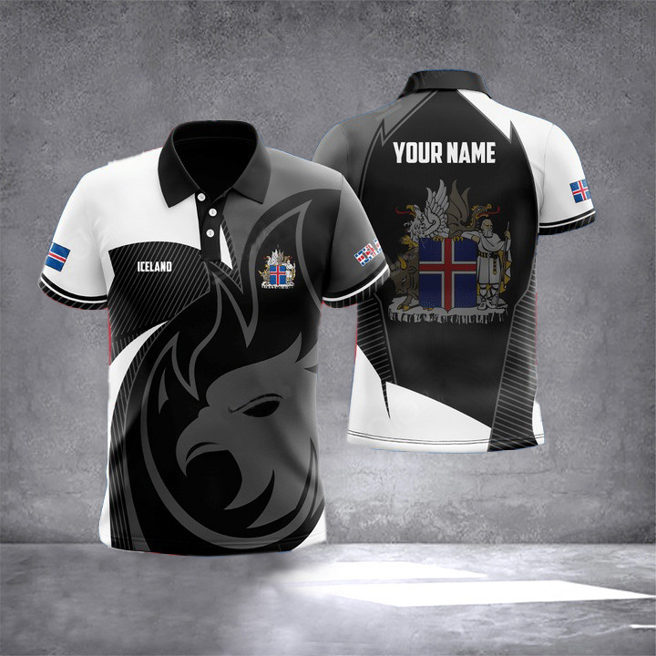 Custom Iceland Eagle Symbol And Coat Of Arms Polo Shirt Icelandic Men's Clothing