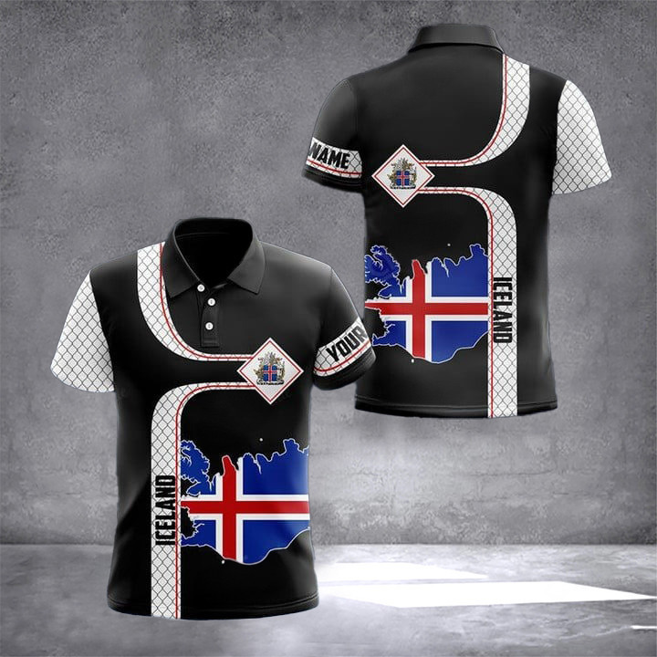 Custom Iceland Flag Map Coat Of Arms Polo Shirt Icelandic Clothing Gifts For Icelandic