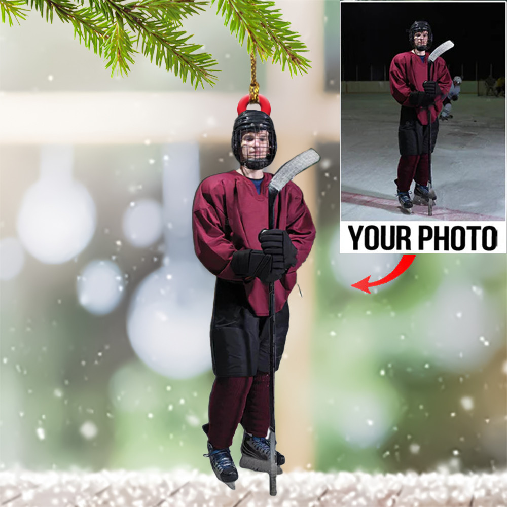Custom Image Hockey Christmas Ornament Hockey Player Ornaments Personalized Photo