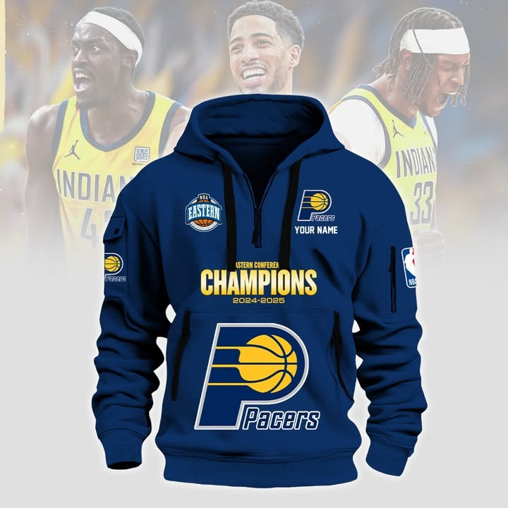 Custom Indiana Pacers Eastern Conference Champions Quarter Zip Hoodie 2025 Merch Gear Gifts