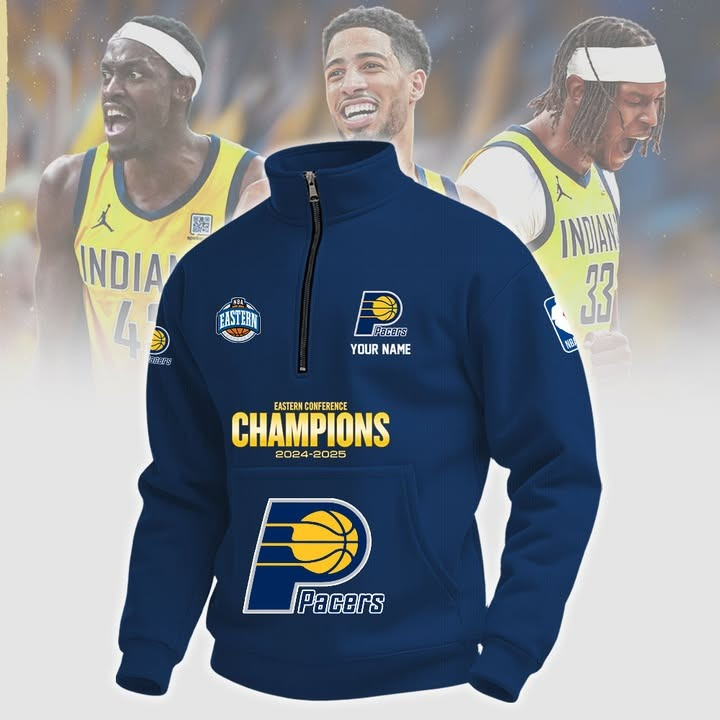 Custom Indiana Pacers Eastern Conference Champions Quarter Zip Sweatshirt 2025 Fan Merch