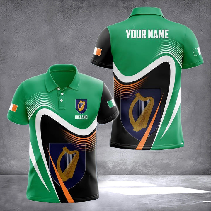 Custom Ireland Coat Of Arms Polo Shirt Irish Male Clothing Gifts For Him Ireland