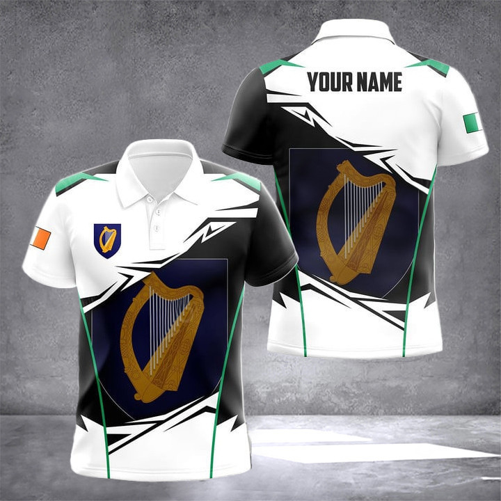 Custom Ireland Coat Of Arms Scratch Pattern Polo Shirt Irish Fashion Men Gifts For Irish