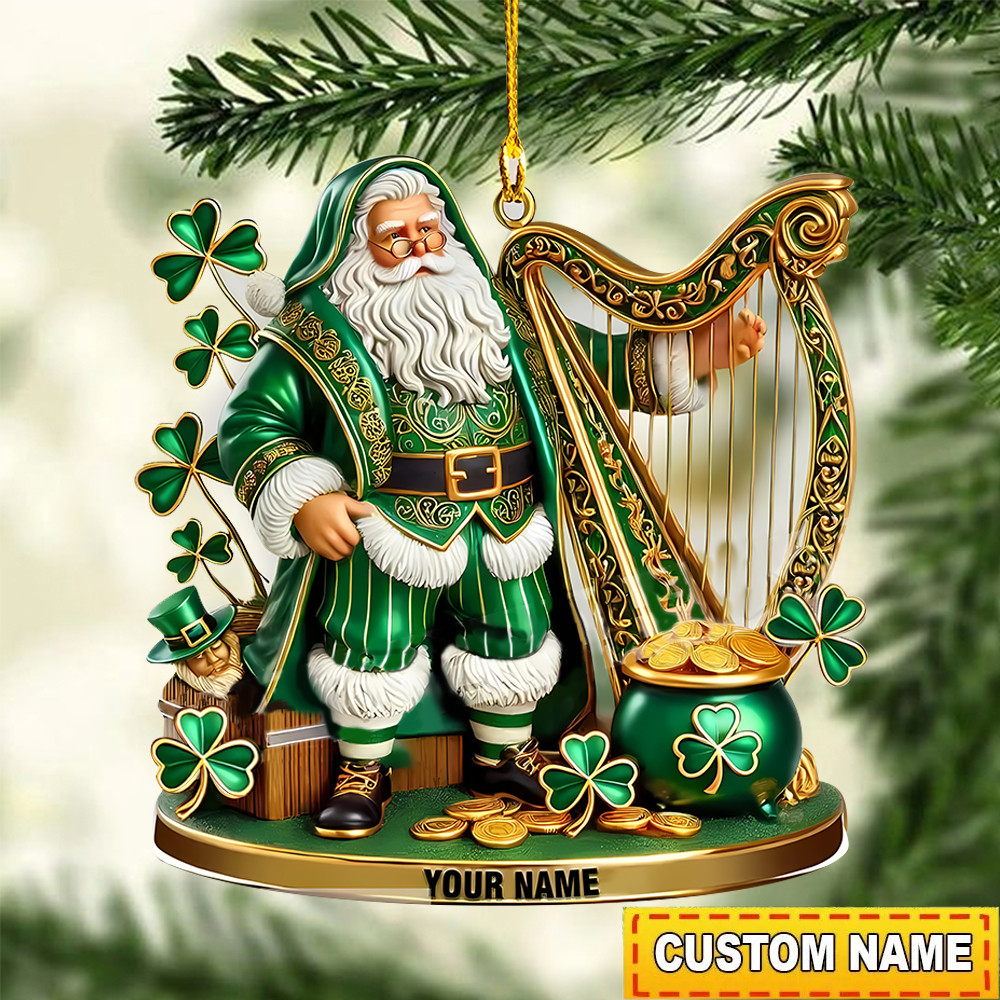 Custom Irish Man in Traditional Musicians Outfit Playing Harp Ornament Shaped Irish Gifts