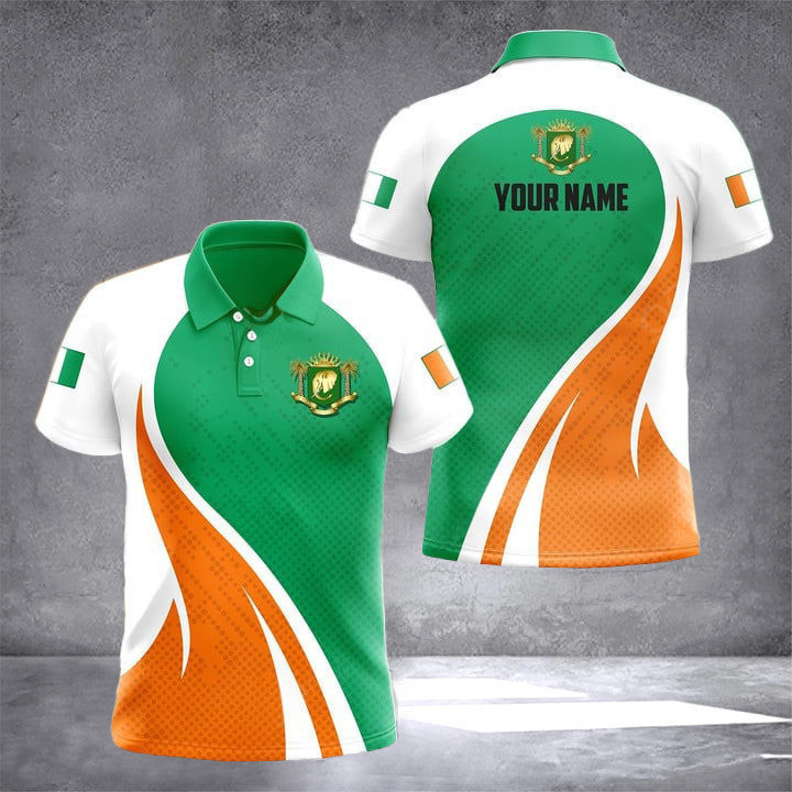 Custom Ivory Coast Coat Of Arms Flag Polo Shirt Ivory Coast Clothing Gifts For Ivorian