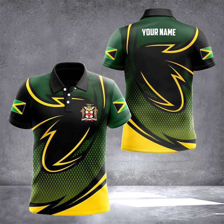 Custom Jamaica Coat Of Arms Neon Style Polo Shirt Jamaica Men's Clothing Gifts For Jamaicans