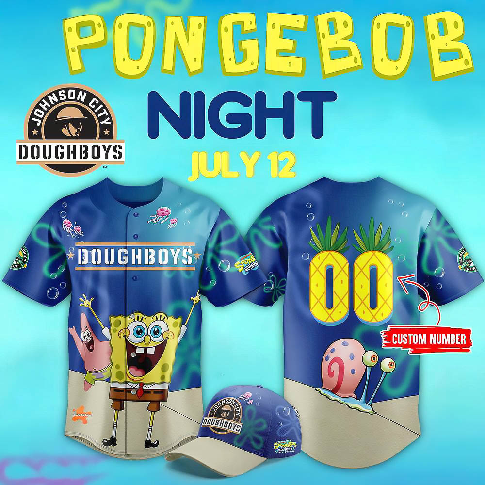 Custom Johnson City Doughboys SpongeBob Night Baseball Jersey Birthday Present For Husband