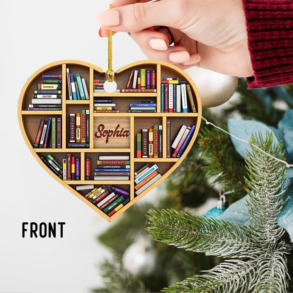 Custom Just A Girl In Love With Her Books Ornament Book Lovers Heart Ornament Xmas Tree Decor