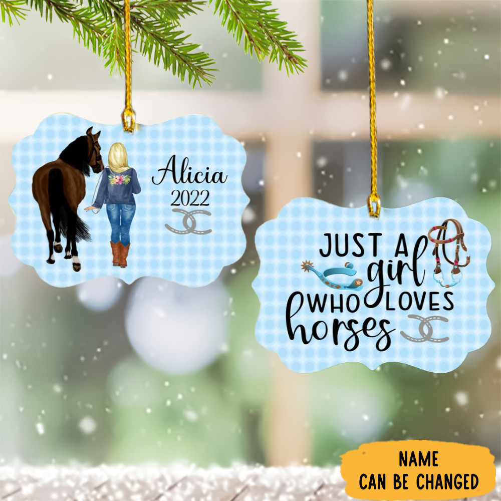 Custom Just A Girl Who Love Horses Ornament Xmas Tree Ornament Gifts For Horseback Riders