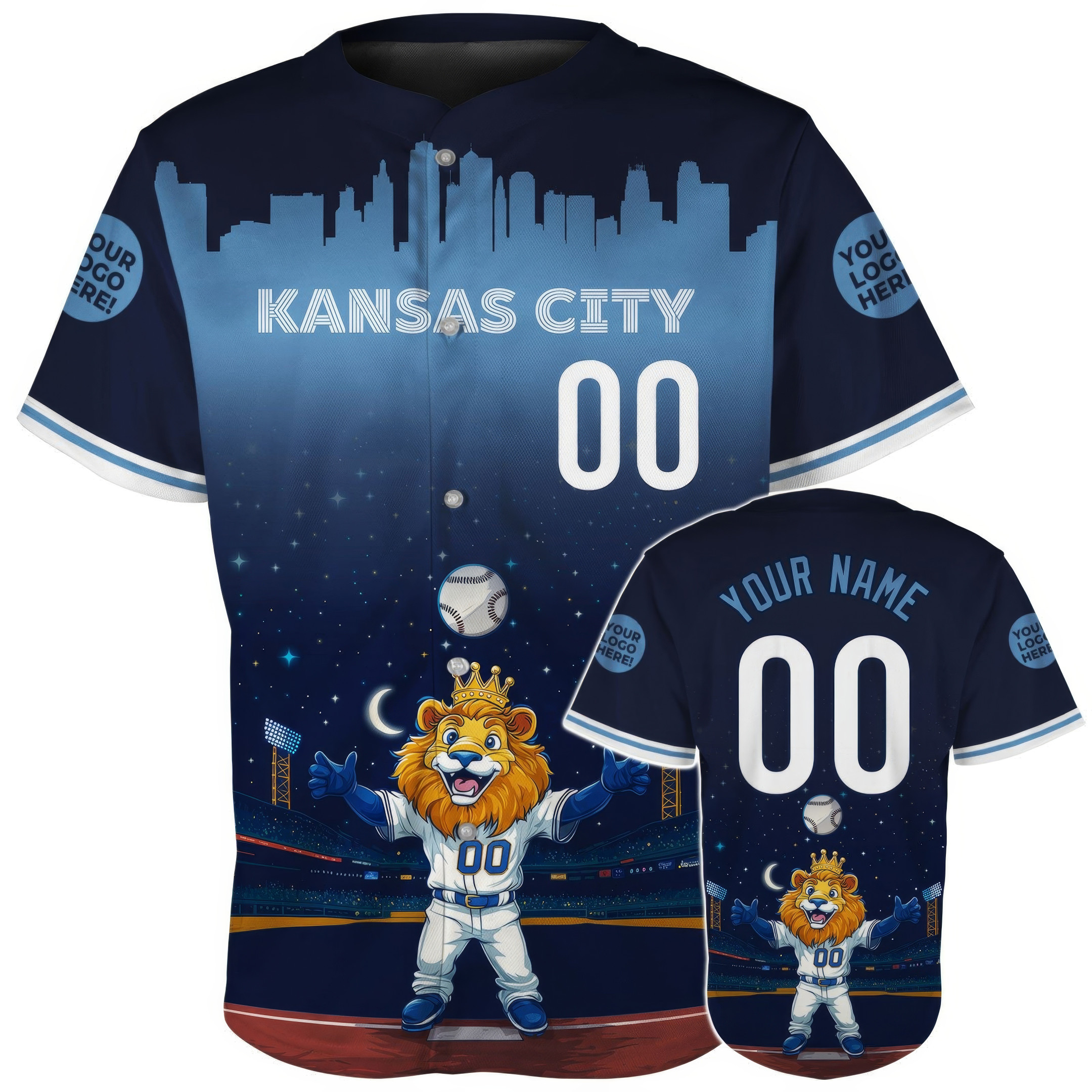 Custom Kansas City Lion Mascot Player Baseball Jerseys Presents For Football Fans