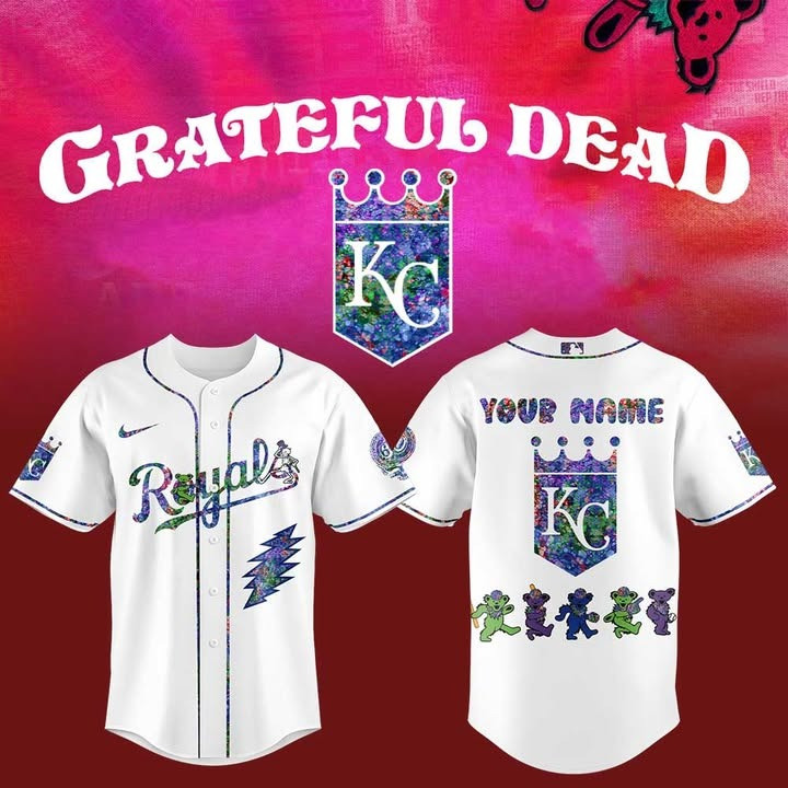 Custom Kansas City Royals Grateful Dead Night Jersey Unique Gift For Kansas City Royals Fans