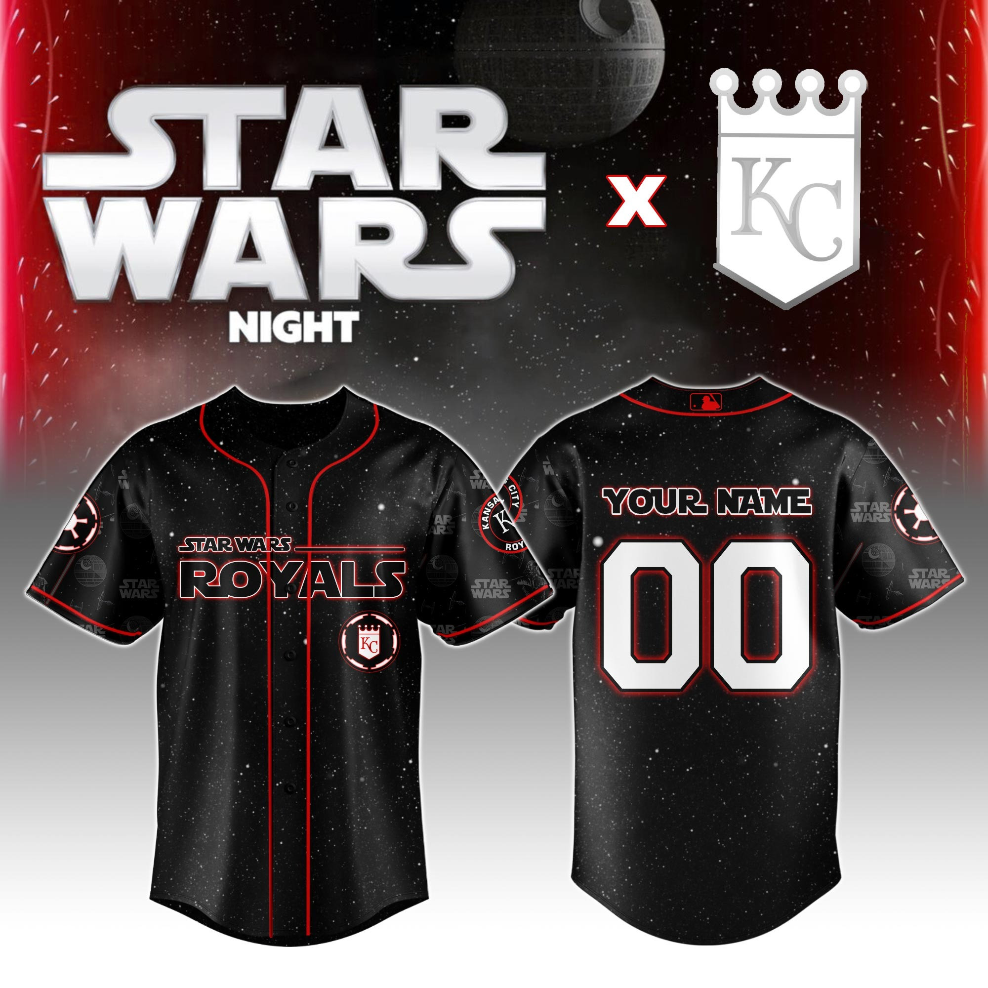 Custom Kansas City Royals MLB x Star Wars Night Jersey 2025 Baseball Enthusiast Gifts