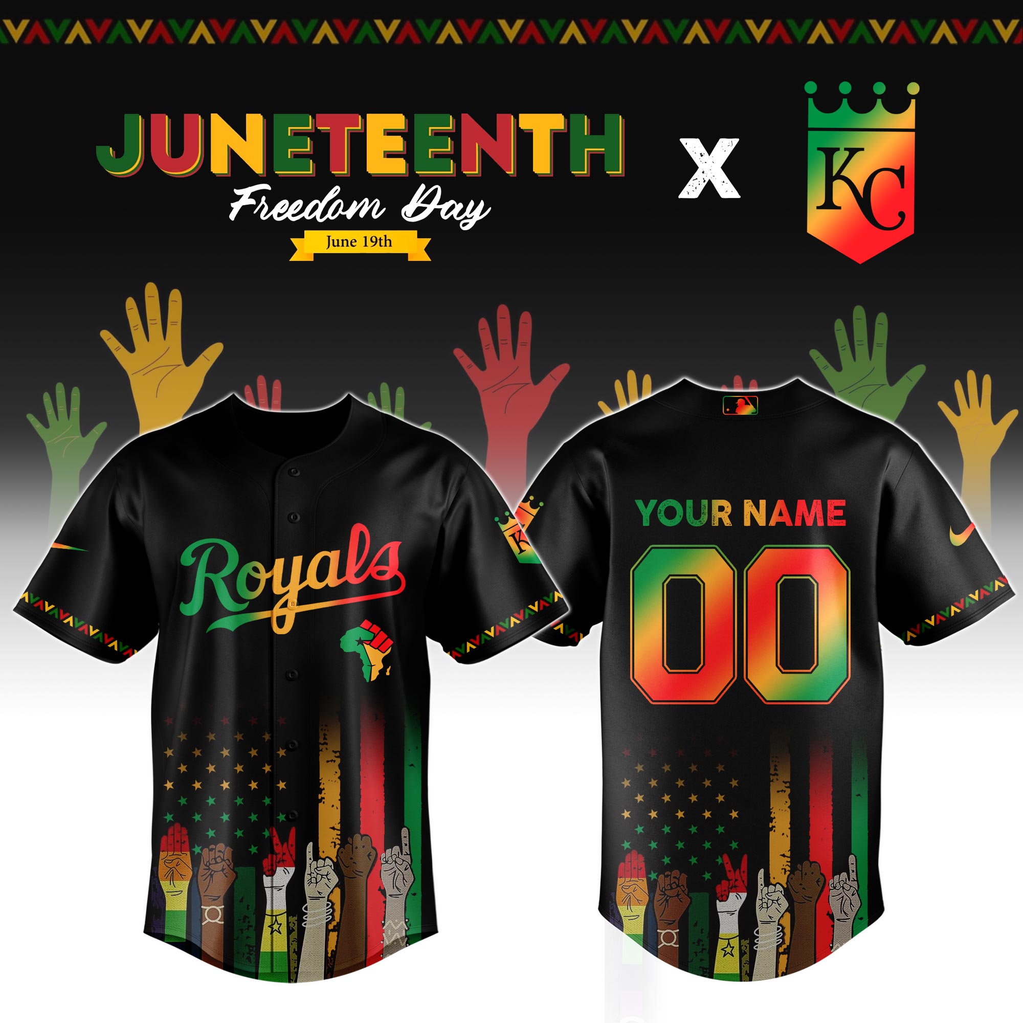 Custom Kansas City Royals x Juneteenth Jersey 2025 Gifts For Baseball Players