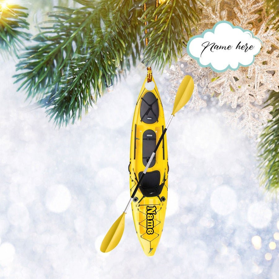Custom Kayak With String Lights Flat 2d Ornament Kayak Lover Gift Christmas Tree Ornament Home Decor Plastic Ornament