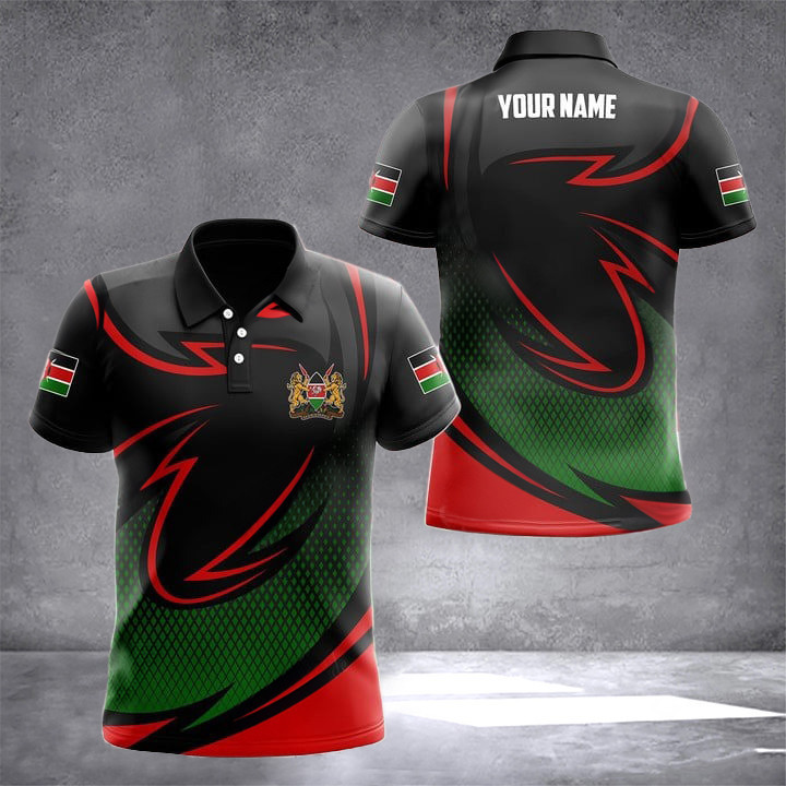 Custom Kenya Coat Of Arms Neon Style Polo Shirt Kenya Men's Clothing Gifts For Patriot