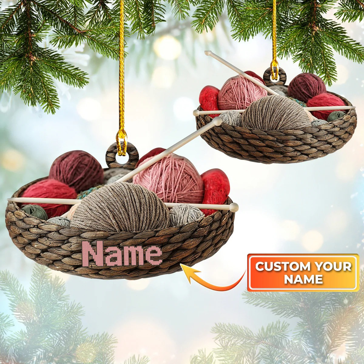 Custom Knitting Christmas Ornament Xmas Tree Decorations Ideas Gifts For Knitting Lovers
