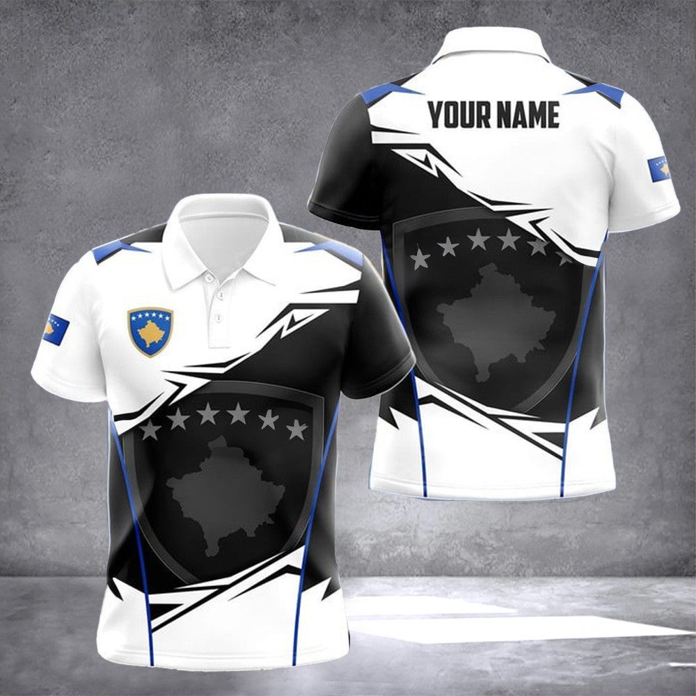 Custom Kosovo Proud Coat Of Arms Polo Shirt Kosovo Lover Apparel Men