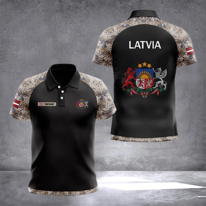 Custom Latvia Coat Of Arms Camo Polo Shirt Latvian Clothes Online Gifts For Latvian