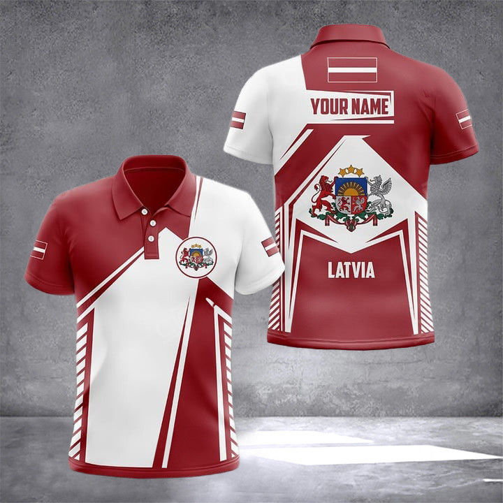 Custom Latvia Coat Of Arms Flag Polo Shirt Latvian Clothing Gifts For Latvian