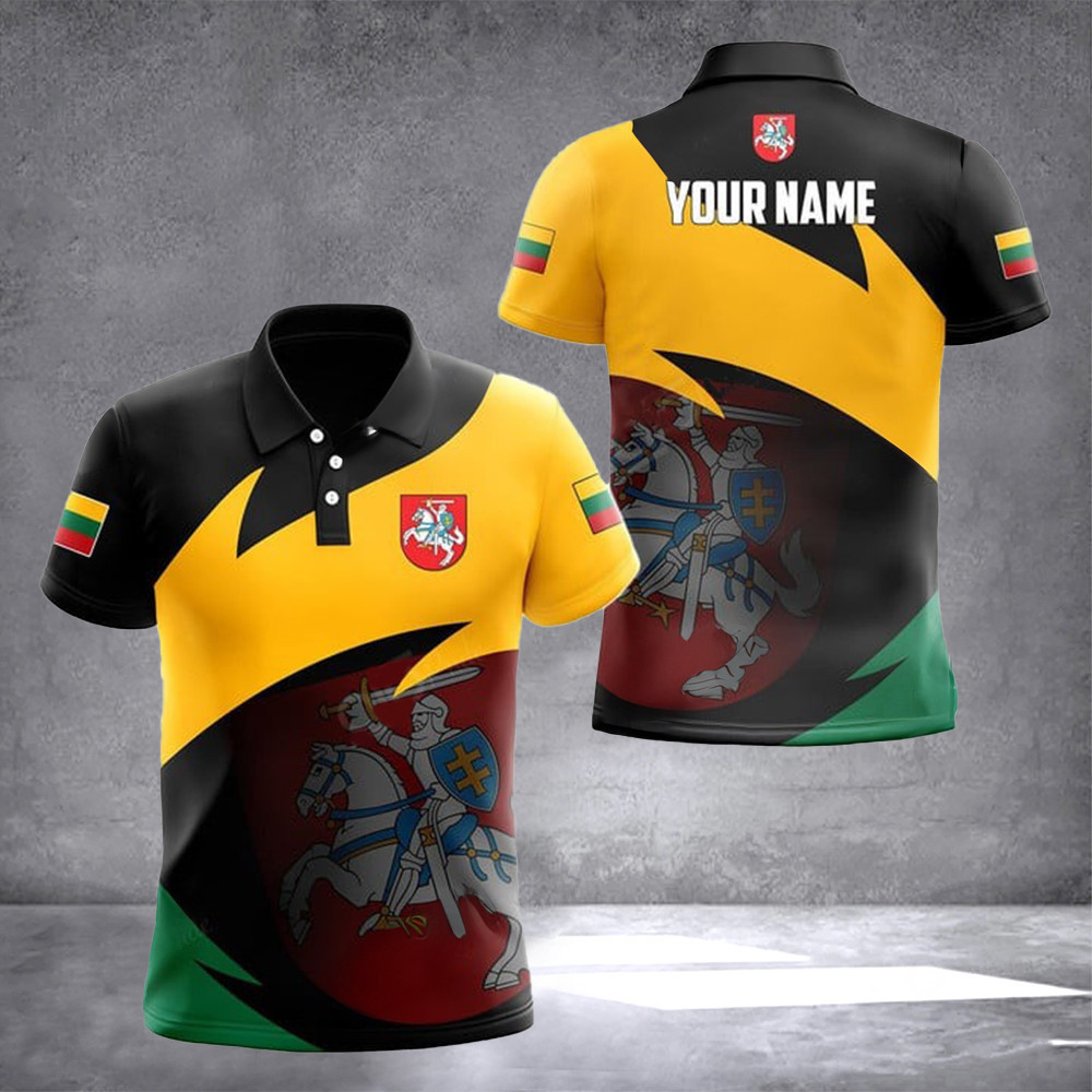 Custom Lithuania Giant Coat Of Arms Polo Shirt Lithuanian Clothing Online Gifts For Lithuanians