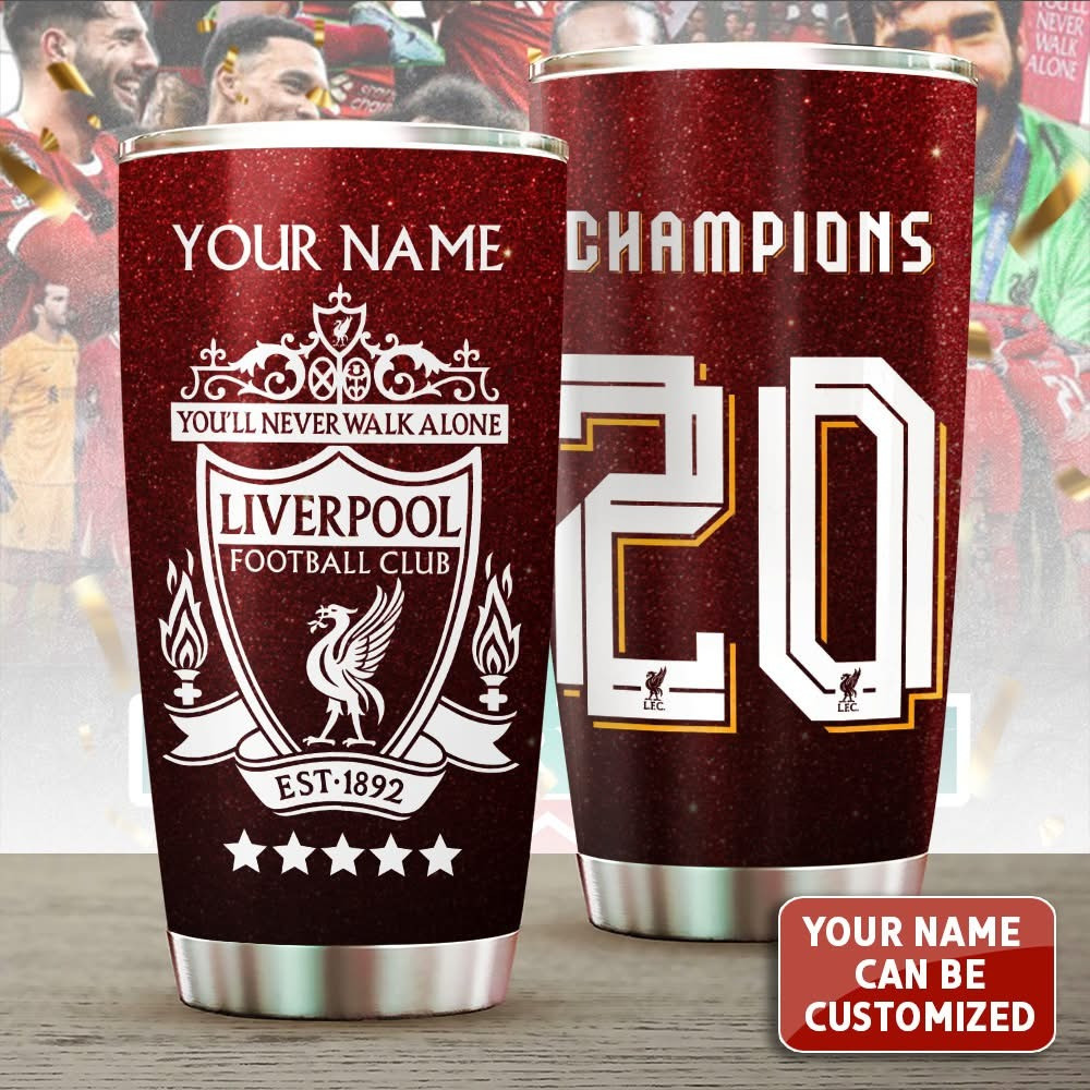 Custom Liverpool Champions Premier League 2025 Tumbler Merch Football Club L.F.C Fan Gifts