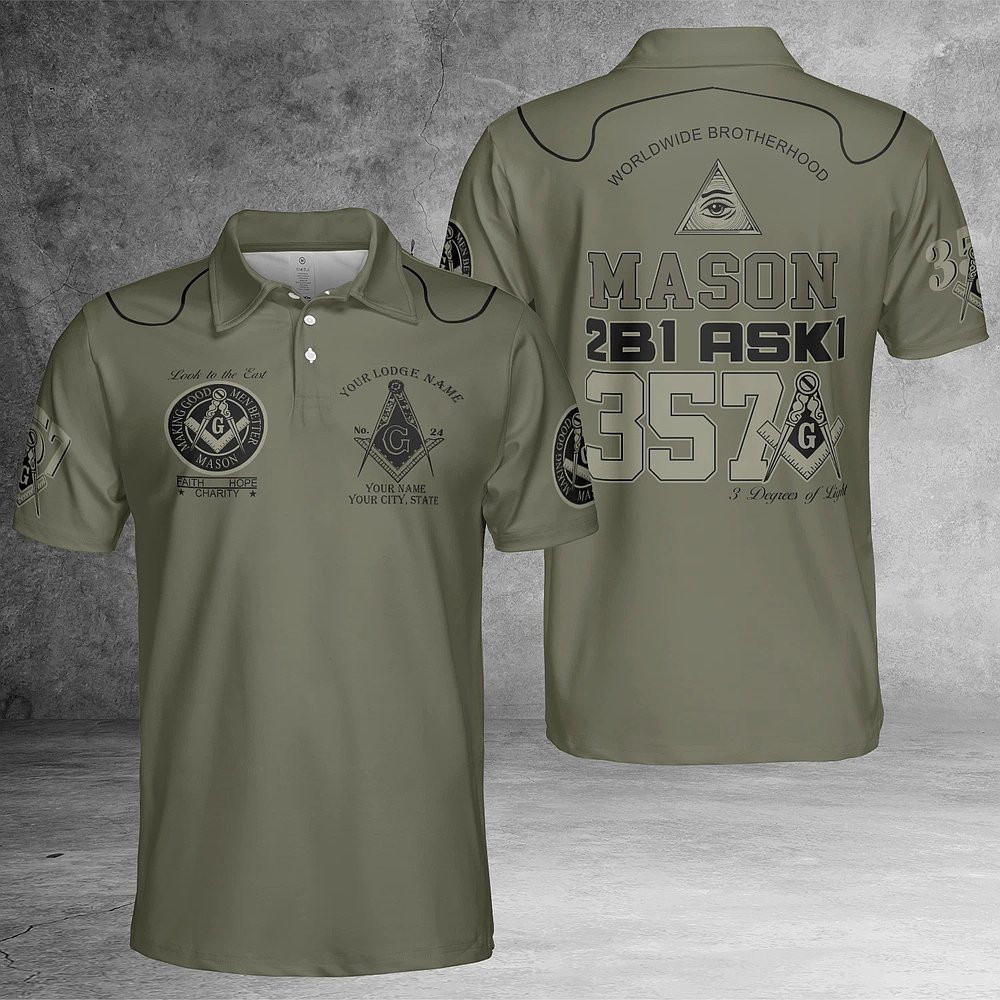 Custom Lodge Name Number Your Name Mason Look To The East 3D Polo Shirt Gifts For Him