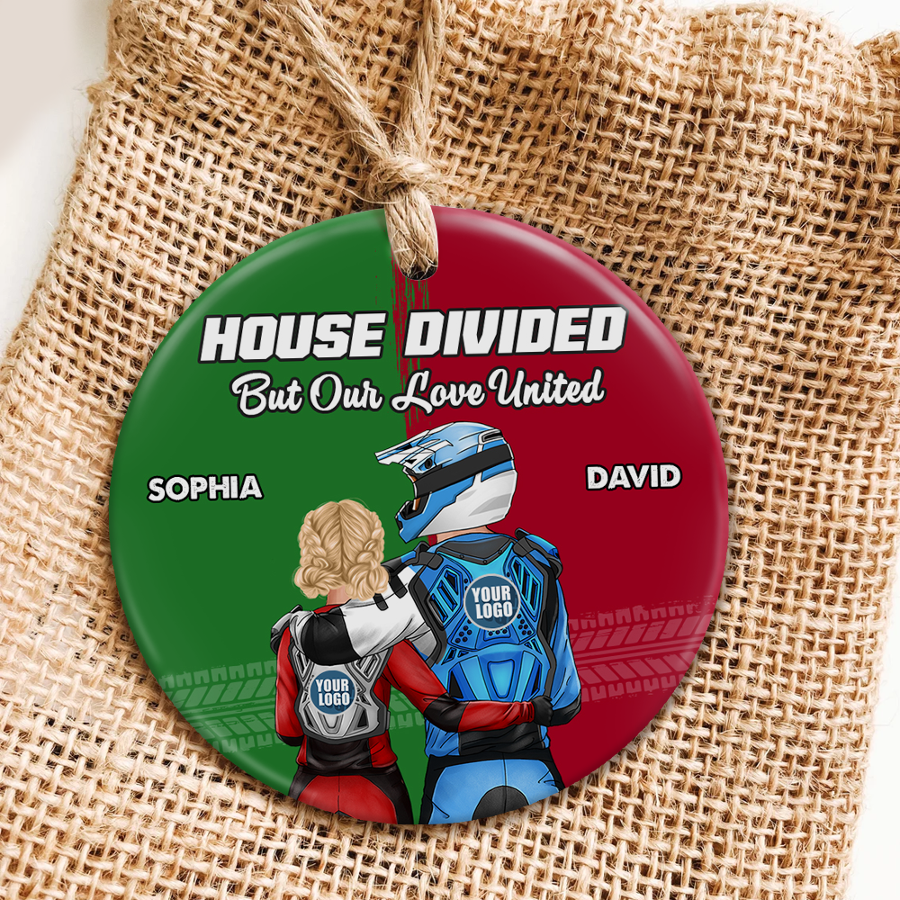 Custom Logo Gifts For Motocross Couple Christmas Ornament - Xmas Ornament Gift