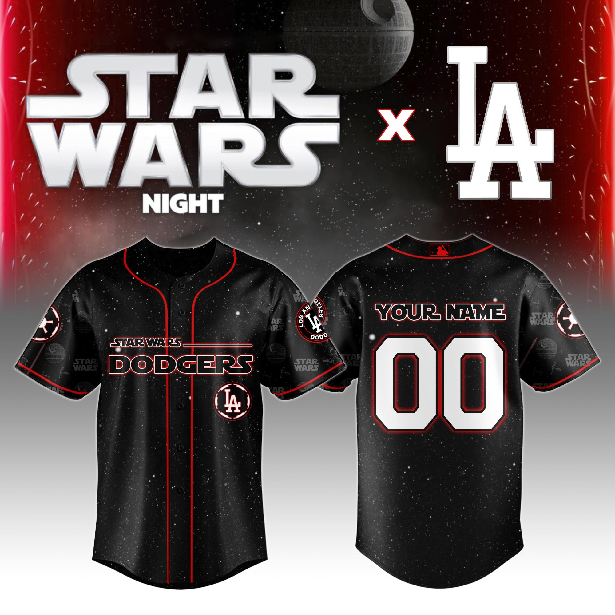Custom Los Angeles Dodgers MLB x Star Wars Night Jersey Presents For Baseball Fans